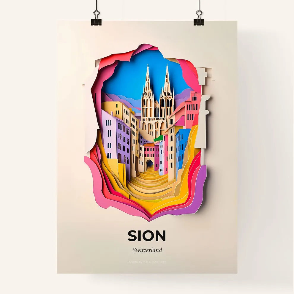 Vivid Sion, Switzerland, Colorful Poster