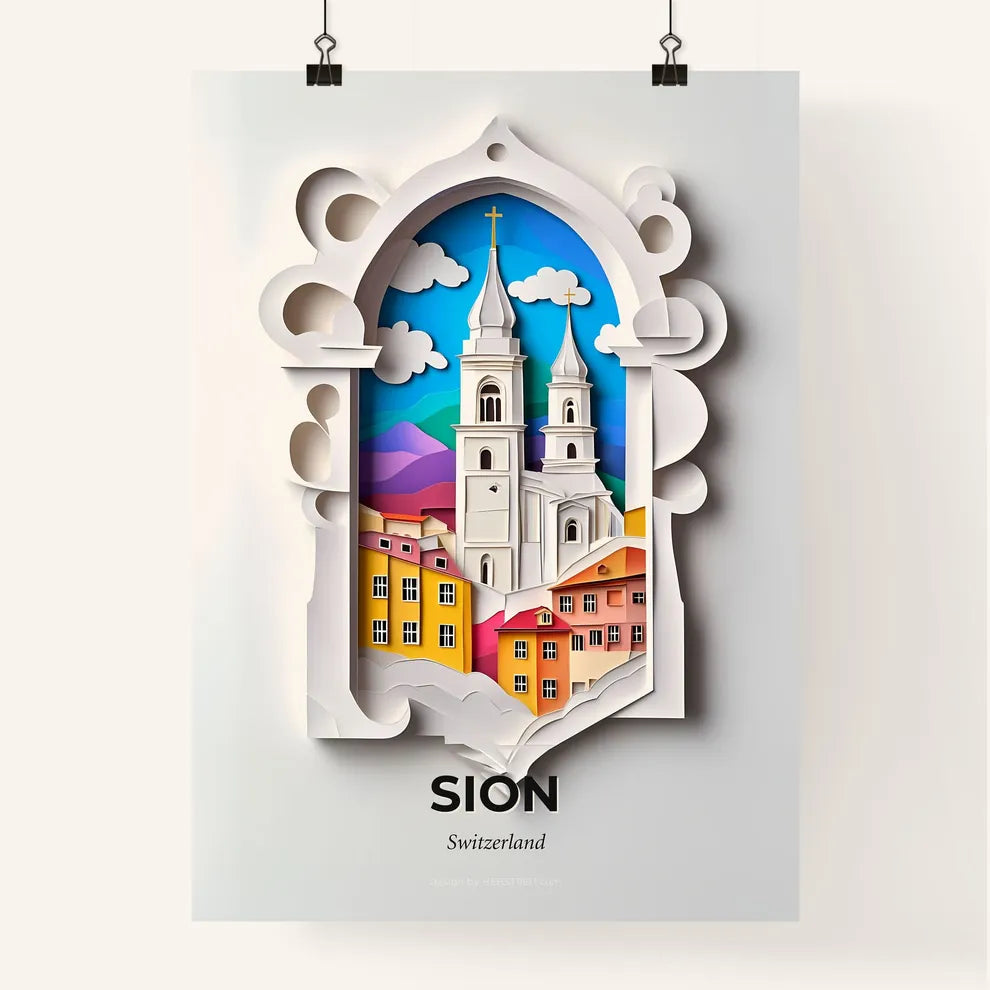 Vivid Sion, Switzerland, Colorful Poster