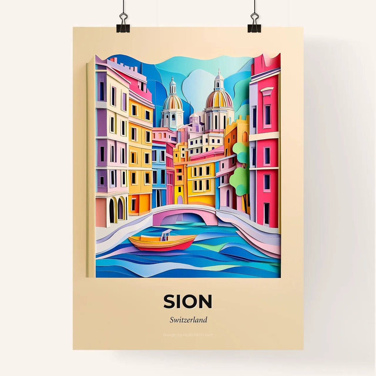Vivid Sion, Switzerland, Colorful Poster