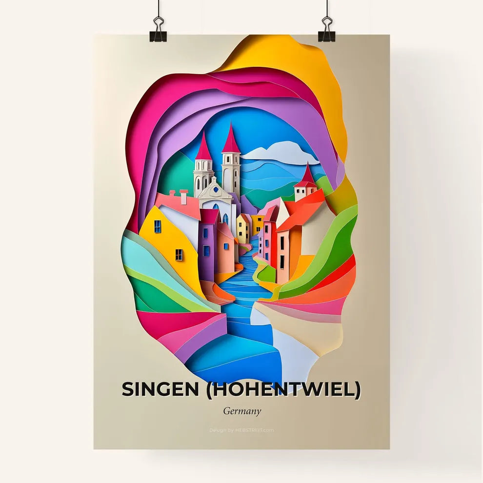 Vivid Singen (Hohentwiel), Germany, Colorful Poster