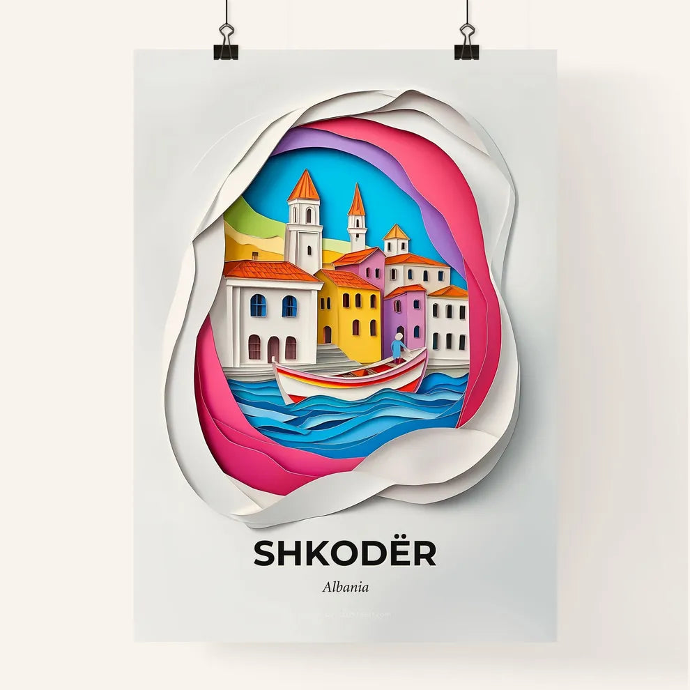 Vivid Shkodër, Albania, Colorful Poster