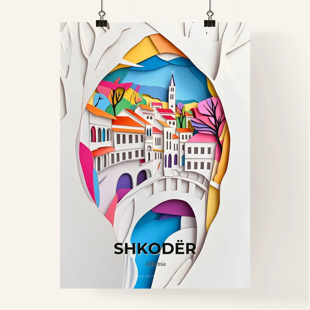 Vivid Shkodër, Albania, Colorful Poster