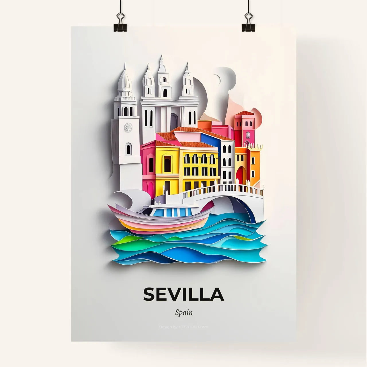 Vivid Sevilla, Spain, Colorful Poster