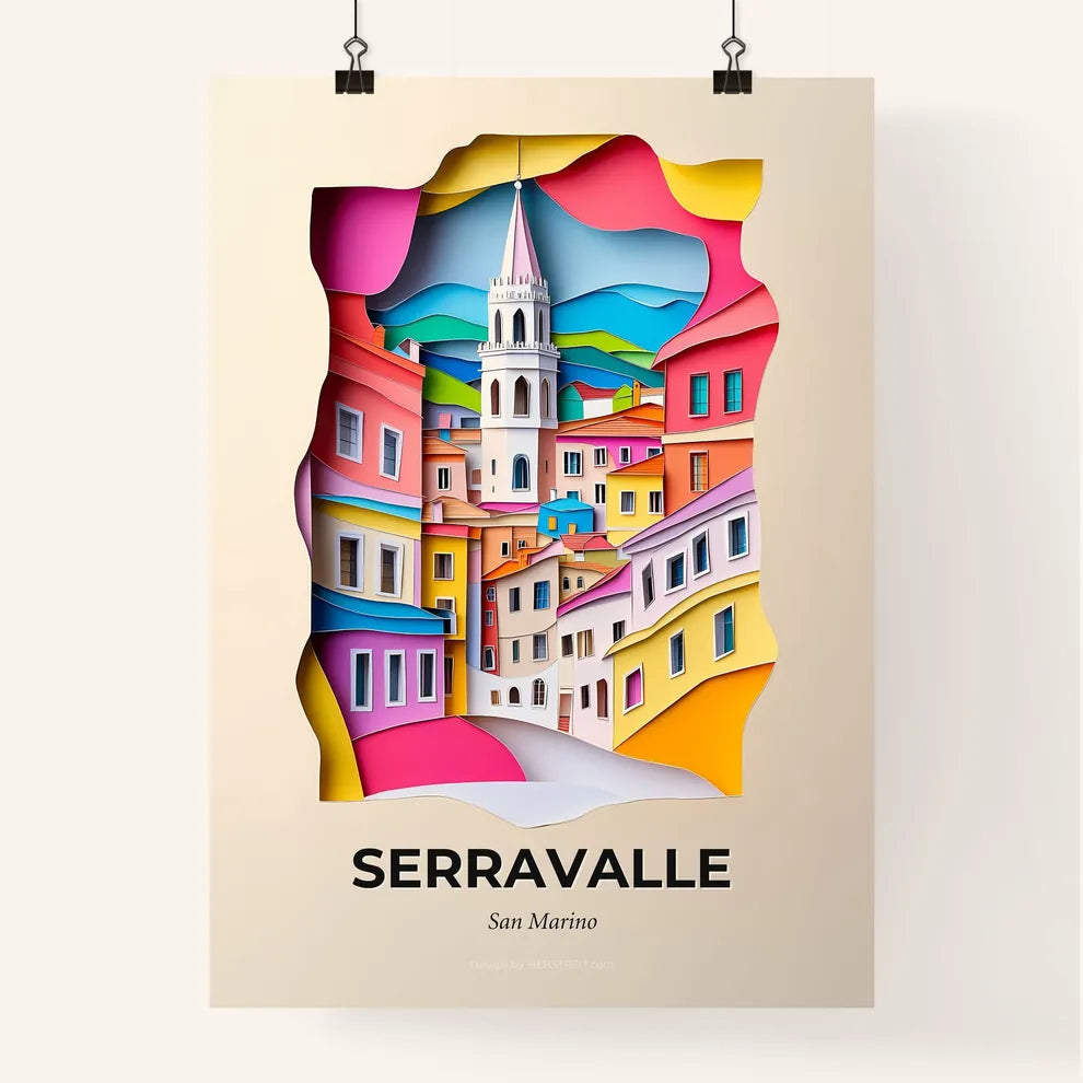 Vivid Serravalle, San Marino, Colorful Poster
