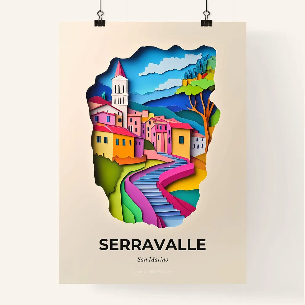 Vivid Serravalle, San Marino, Colorful Poster