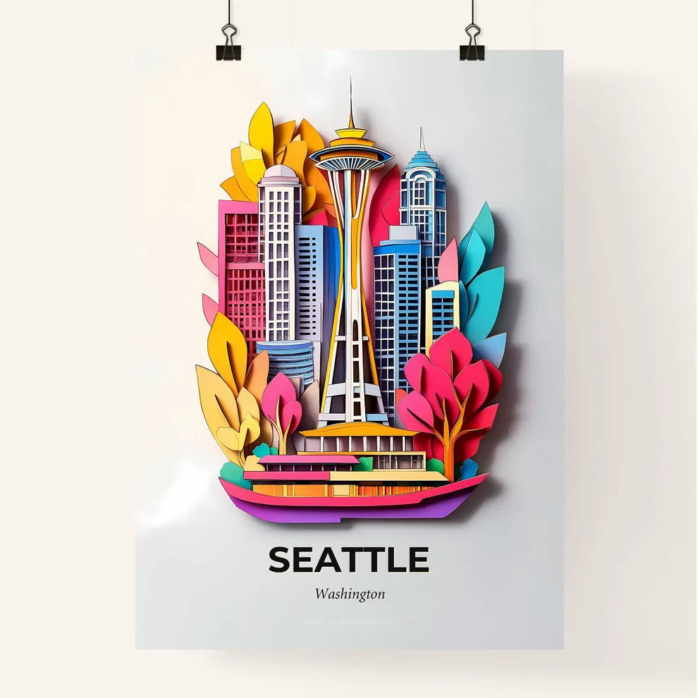 Vivid Seattle, Washington, Colorful Poster