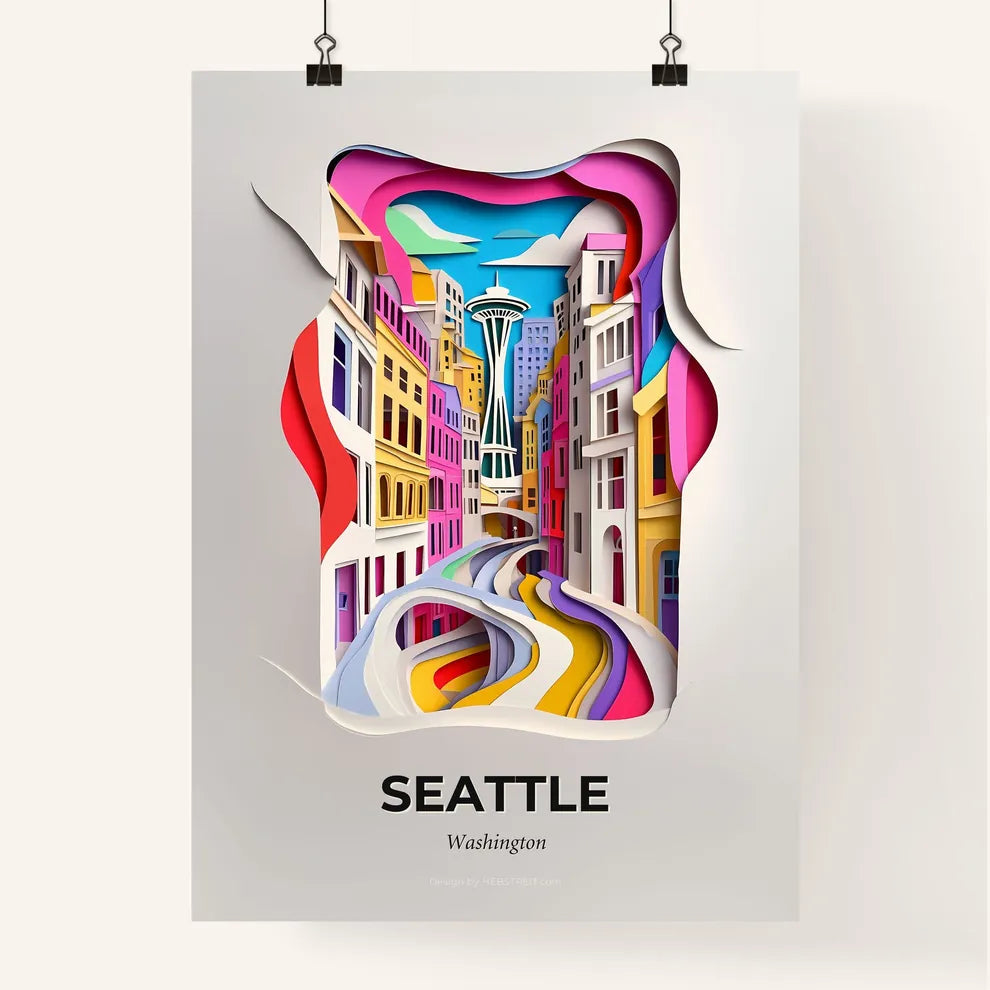 Vivid Seattle, Washington, Colorful Poster
