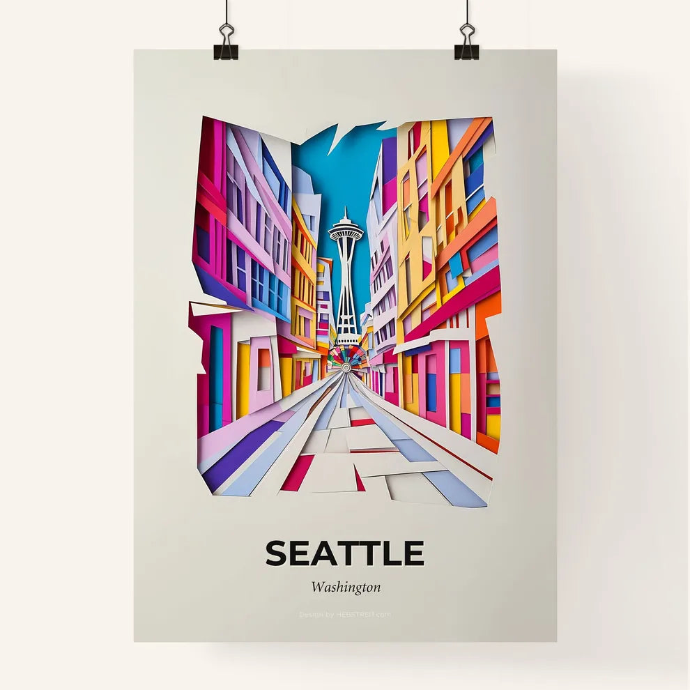 Vivid Seattle, Washington, Colorful Poster