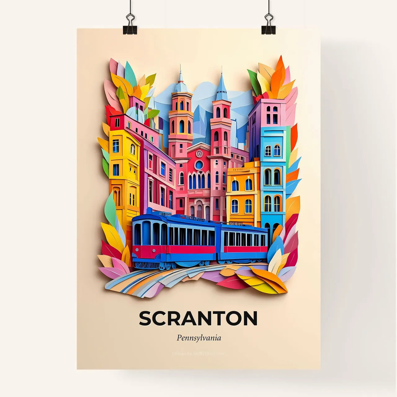 Vivid Scranton, Pennsylvania, Colorful Poster