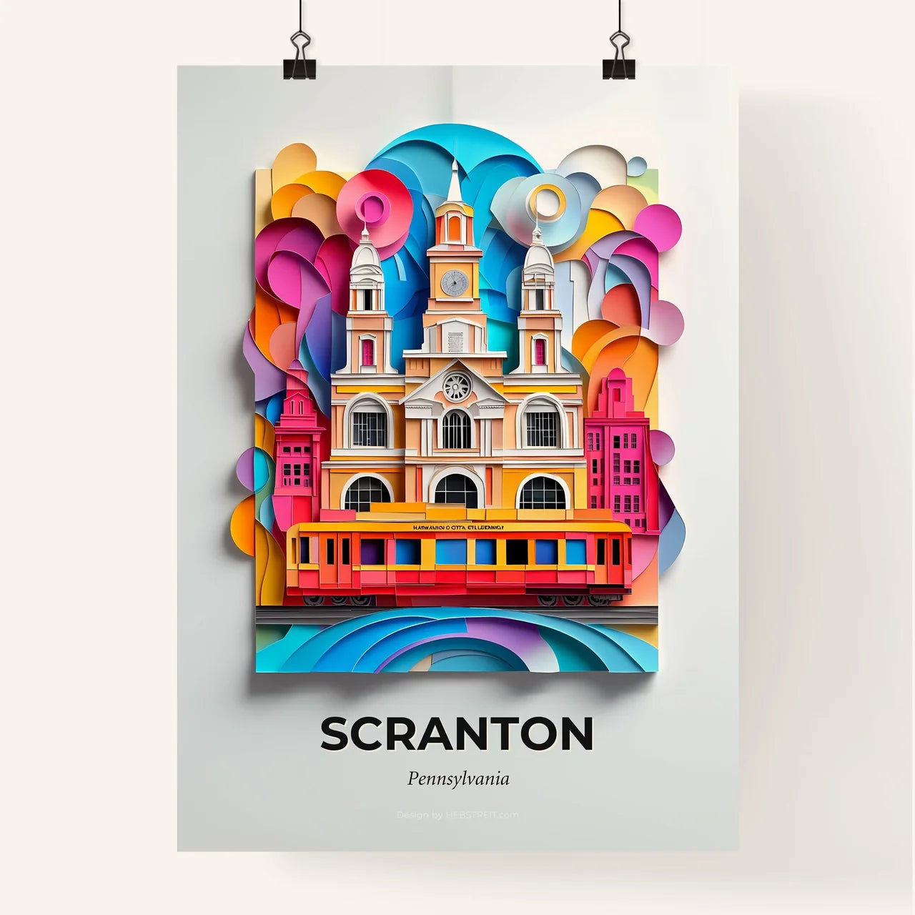 Vivid Scranton, Pennsylvania, Colorful Poster