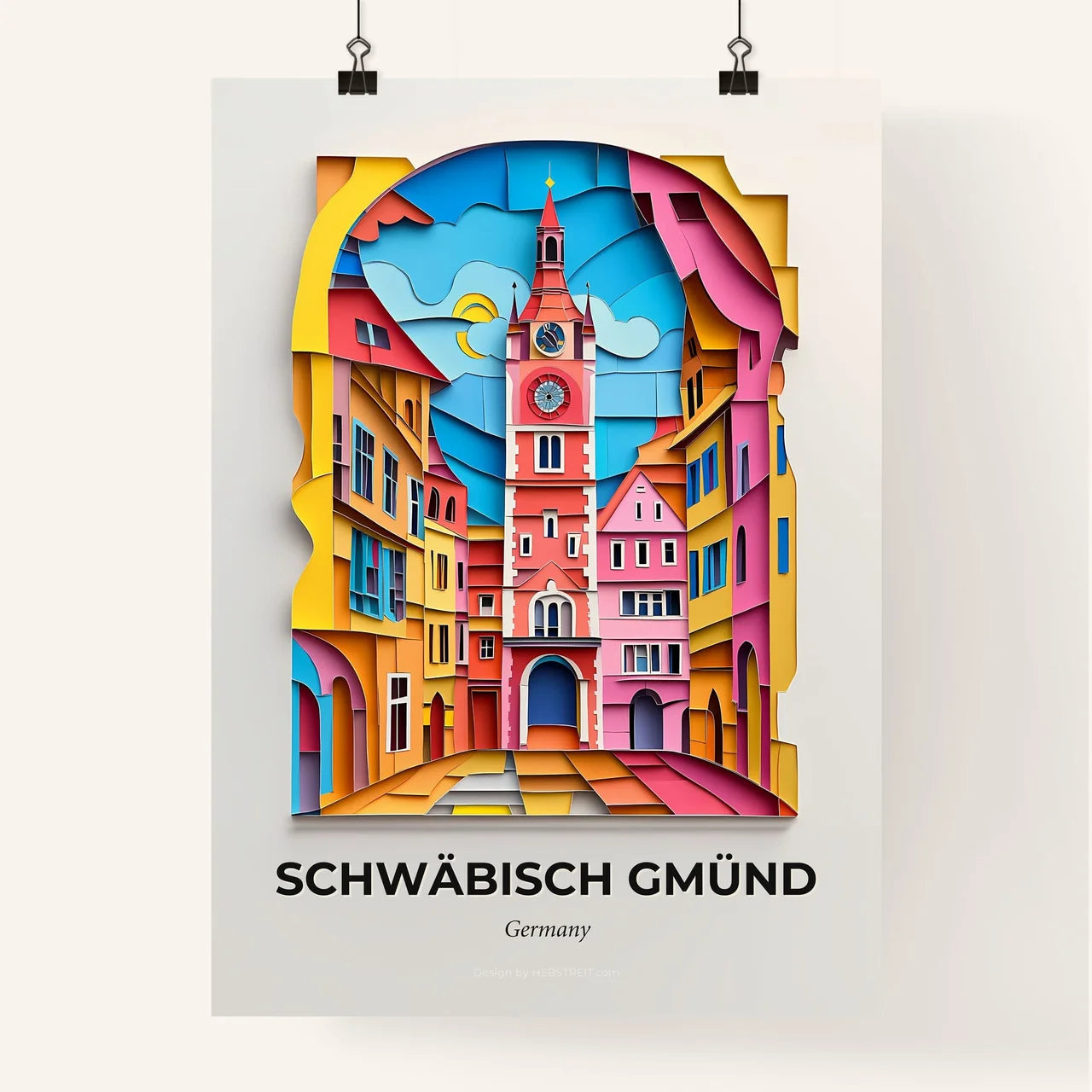 Vivid Schwabisch Gmund, Germany, Colorful Poster