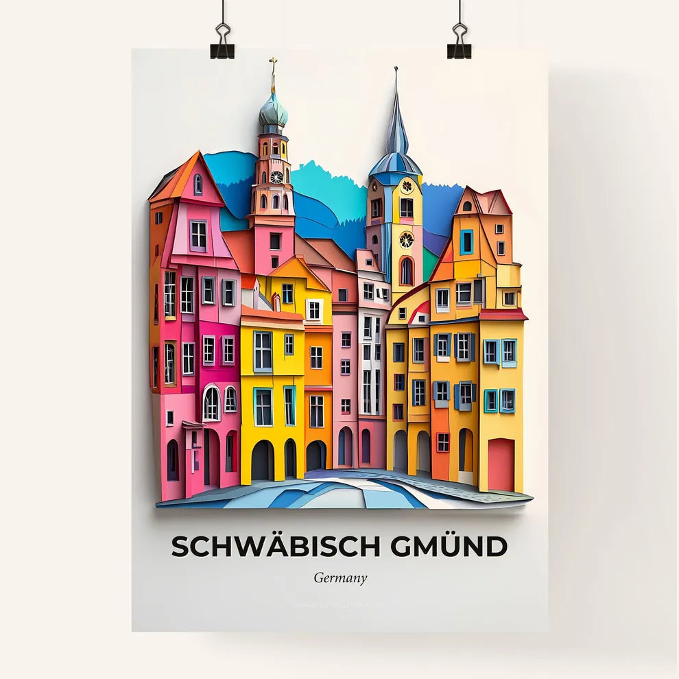 Vivid Schwabisch Gmund, Germany, Colorful Poster