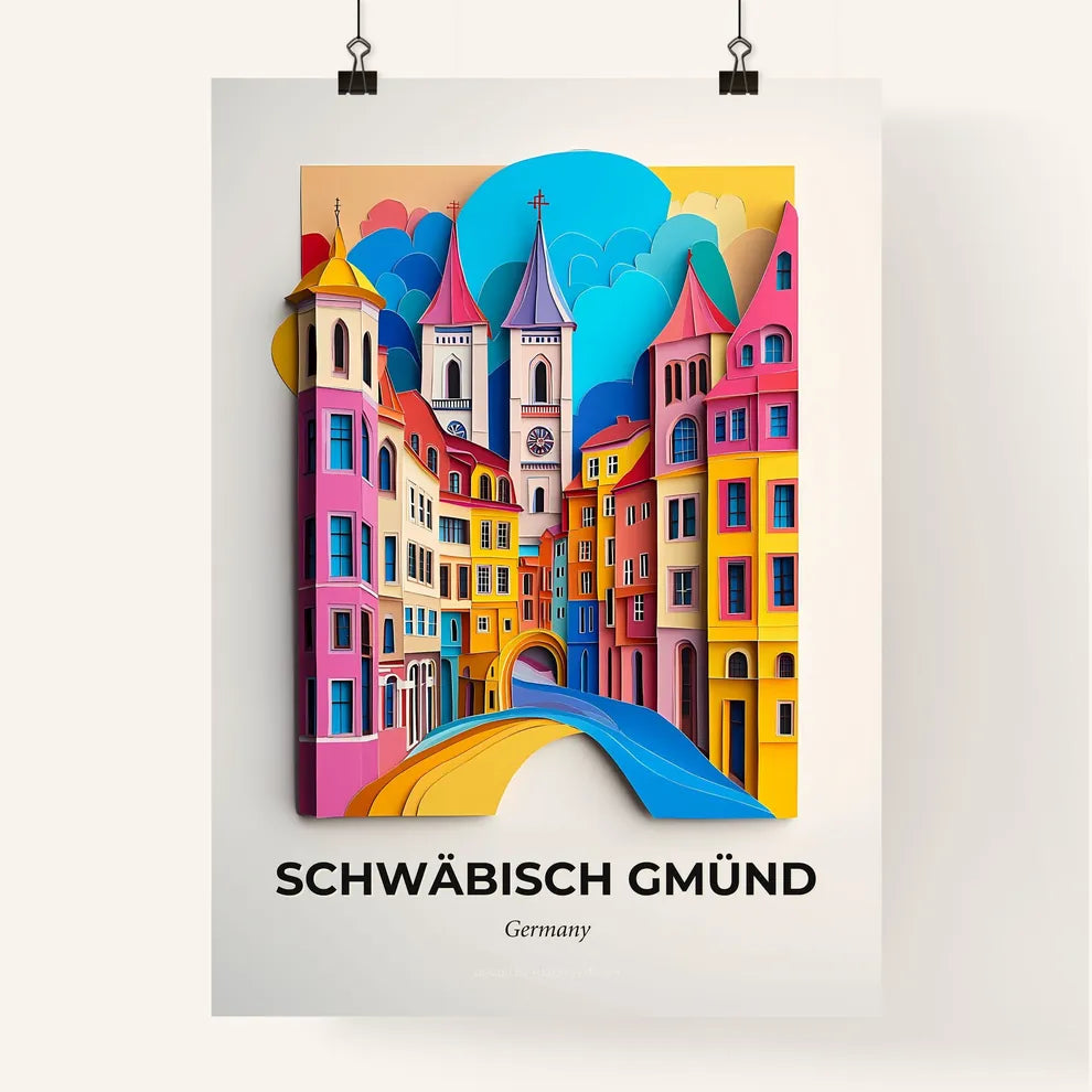 Vivid Schwabisch Gmund, Germany, Colorful Poster