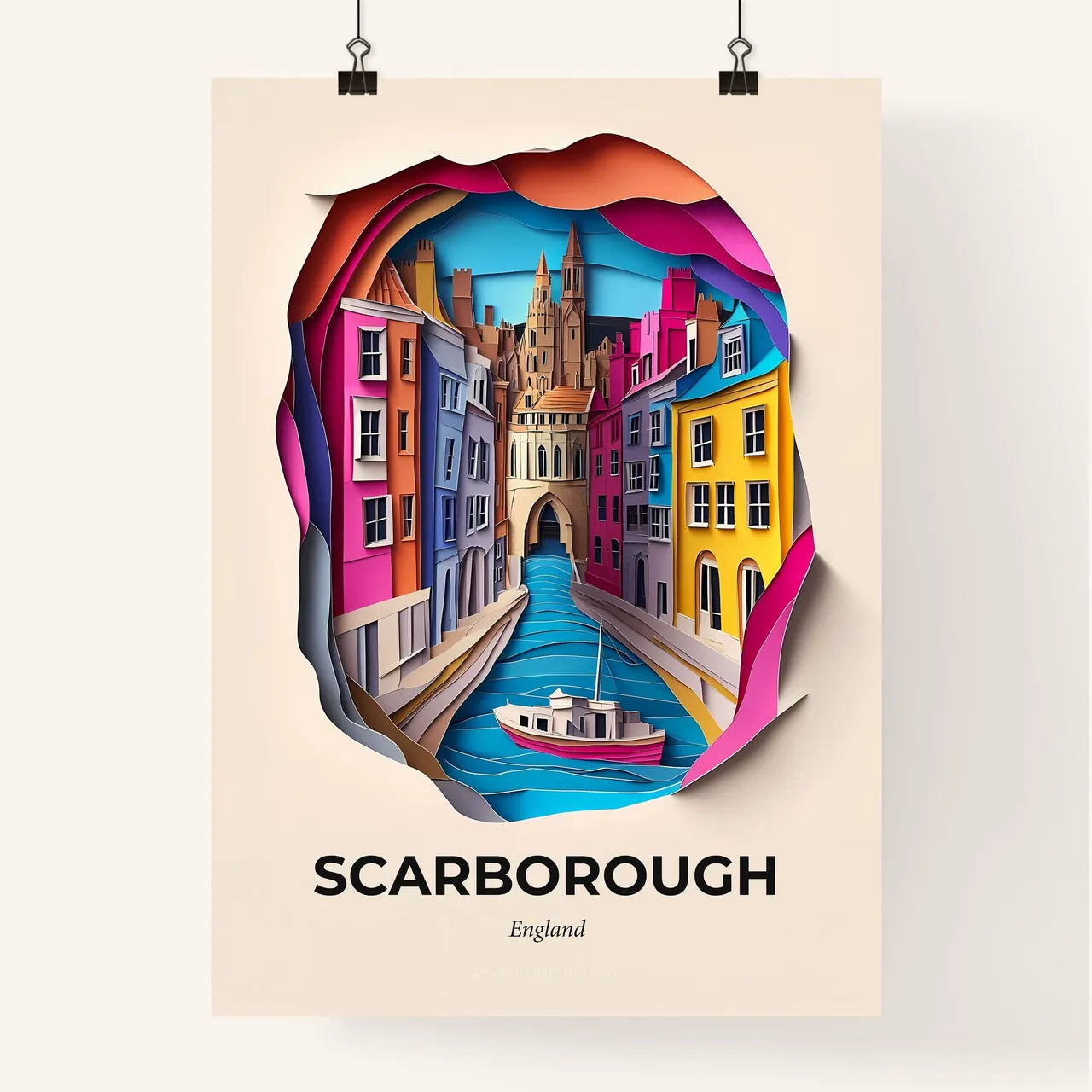 Vivid Scarborough, England, Colorful Poster