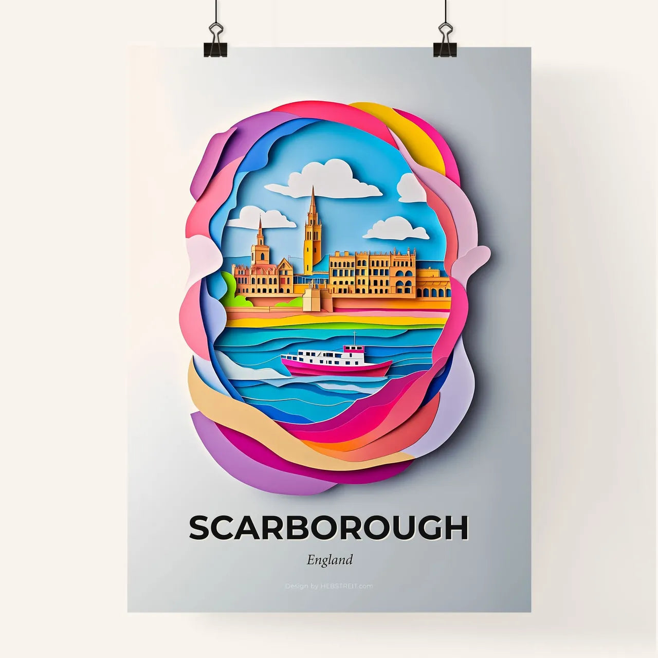 Vivid Scarborough, England, Colorful Poster