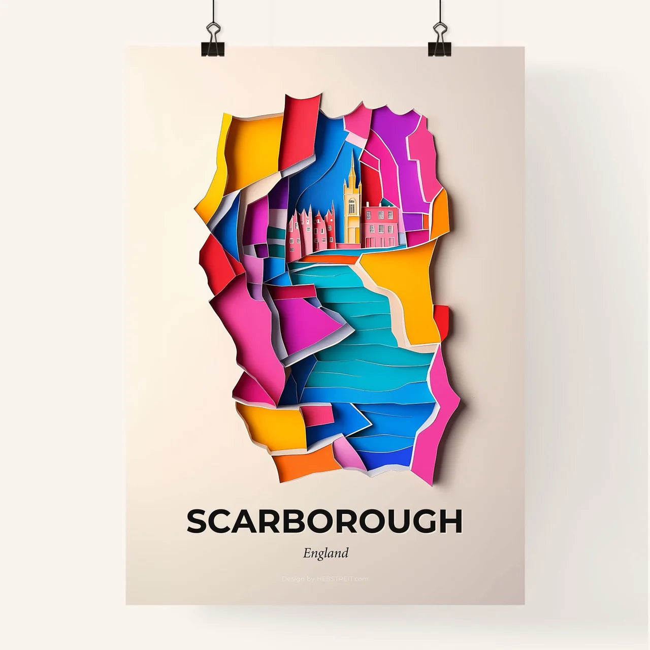 Vivid Scarborough, England, Colorful Poster