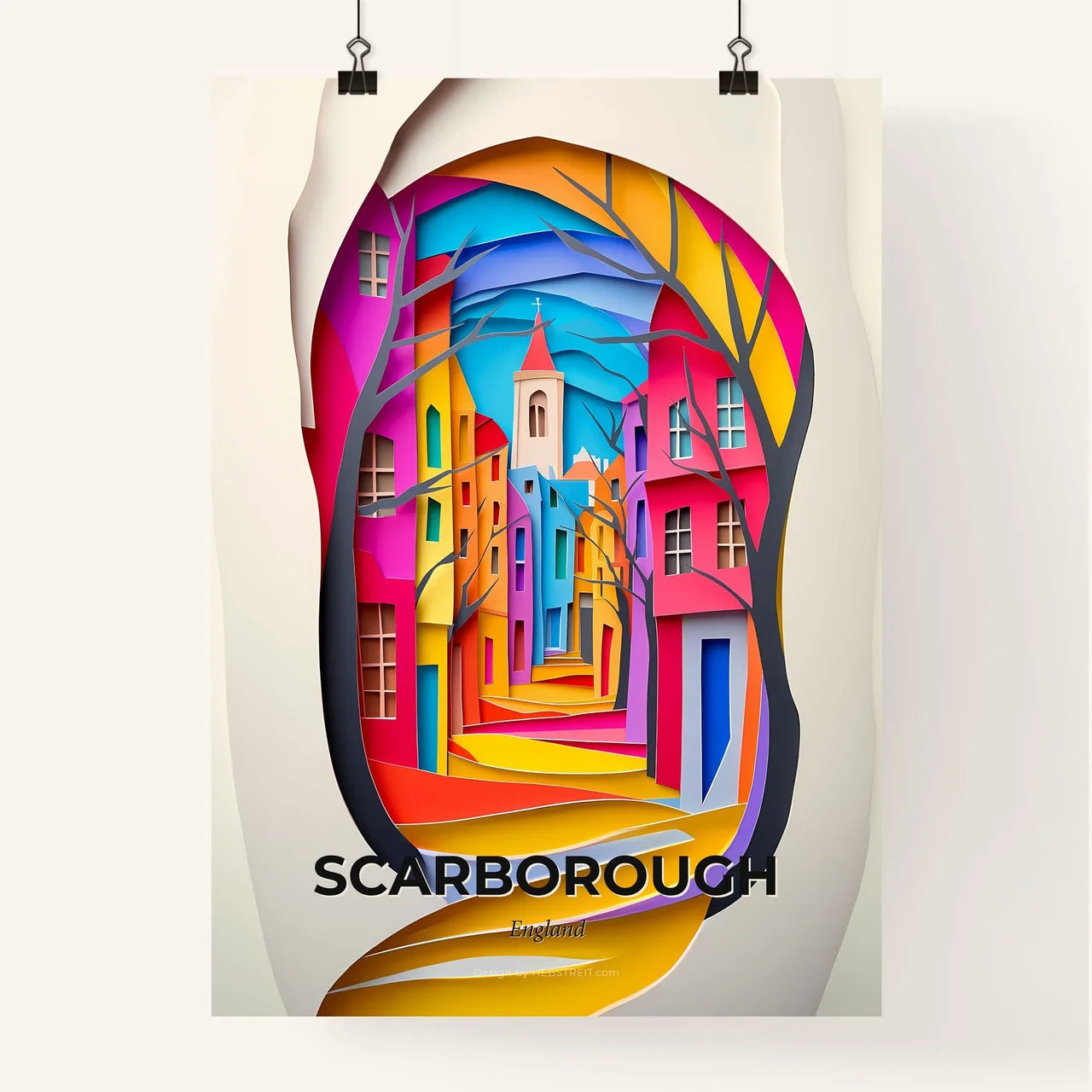 Vivid Scarborough, England, Colorful Poster