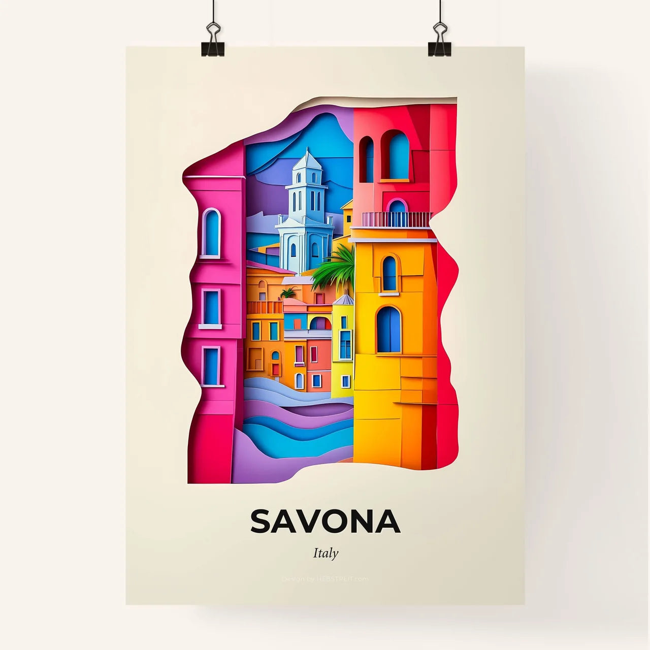 Vivid Savona, Italy, Colorful Poster