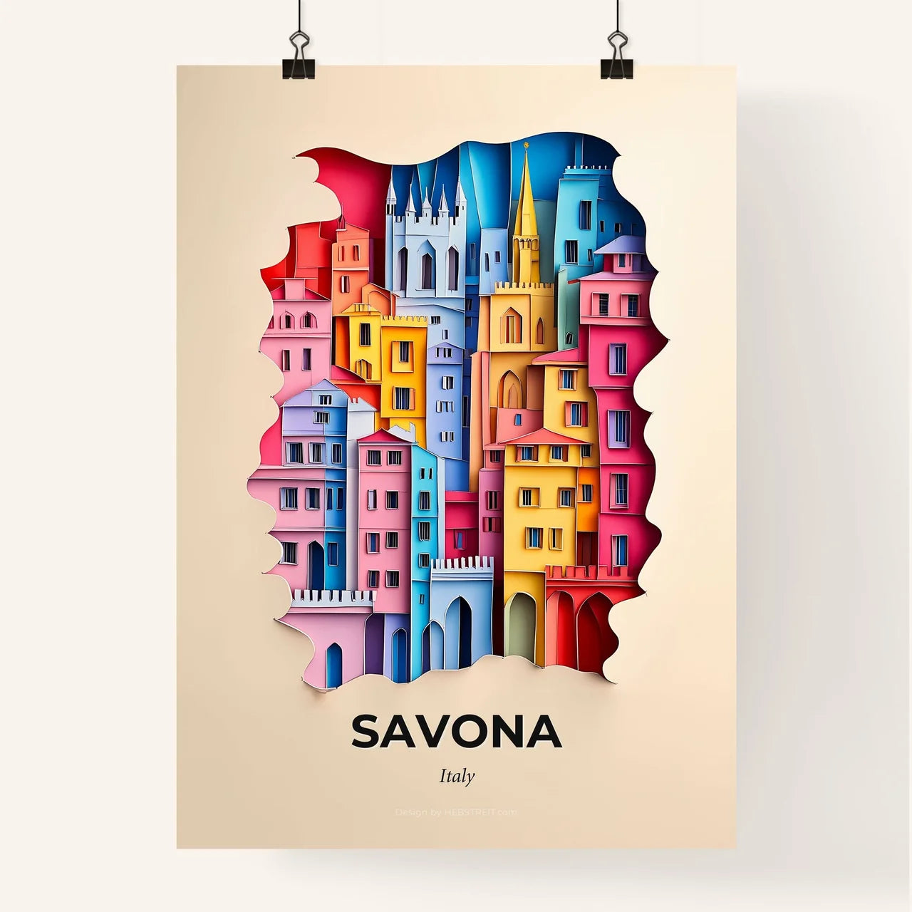 Vivid Savona, Italy, Colorful Poster