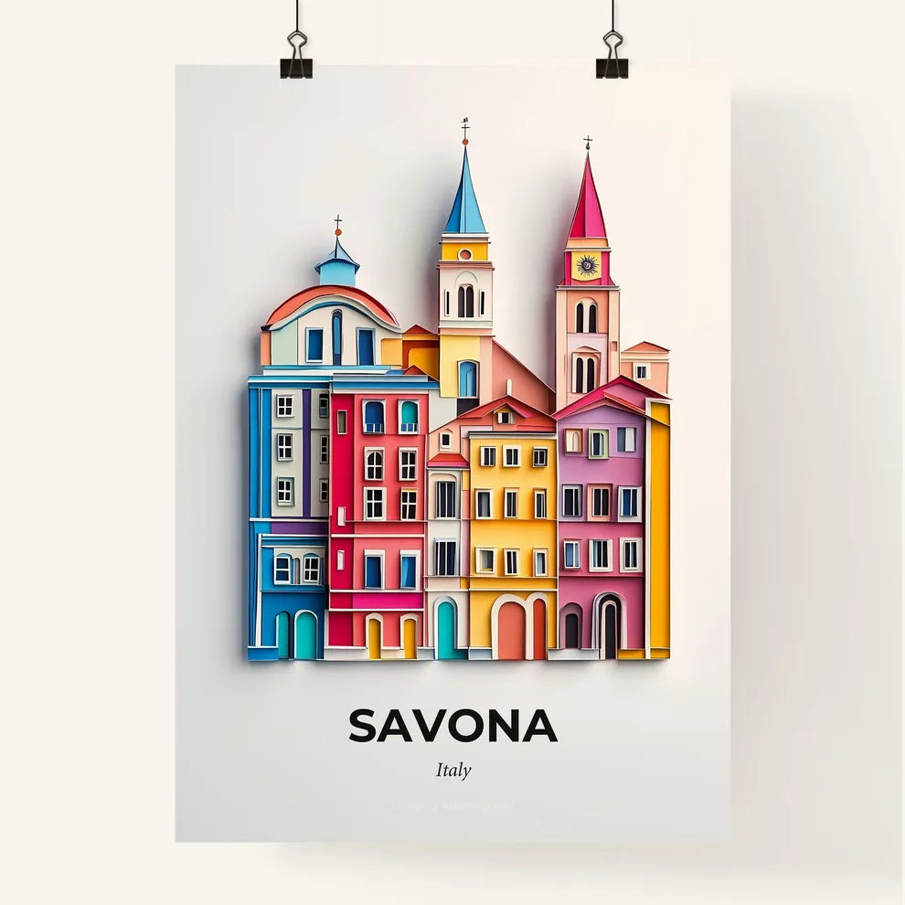 Vivid Savona, Italy, Colorful Poster