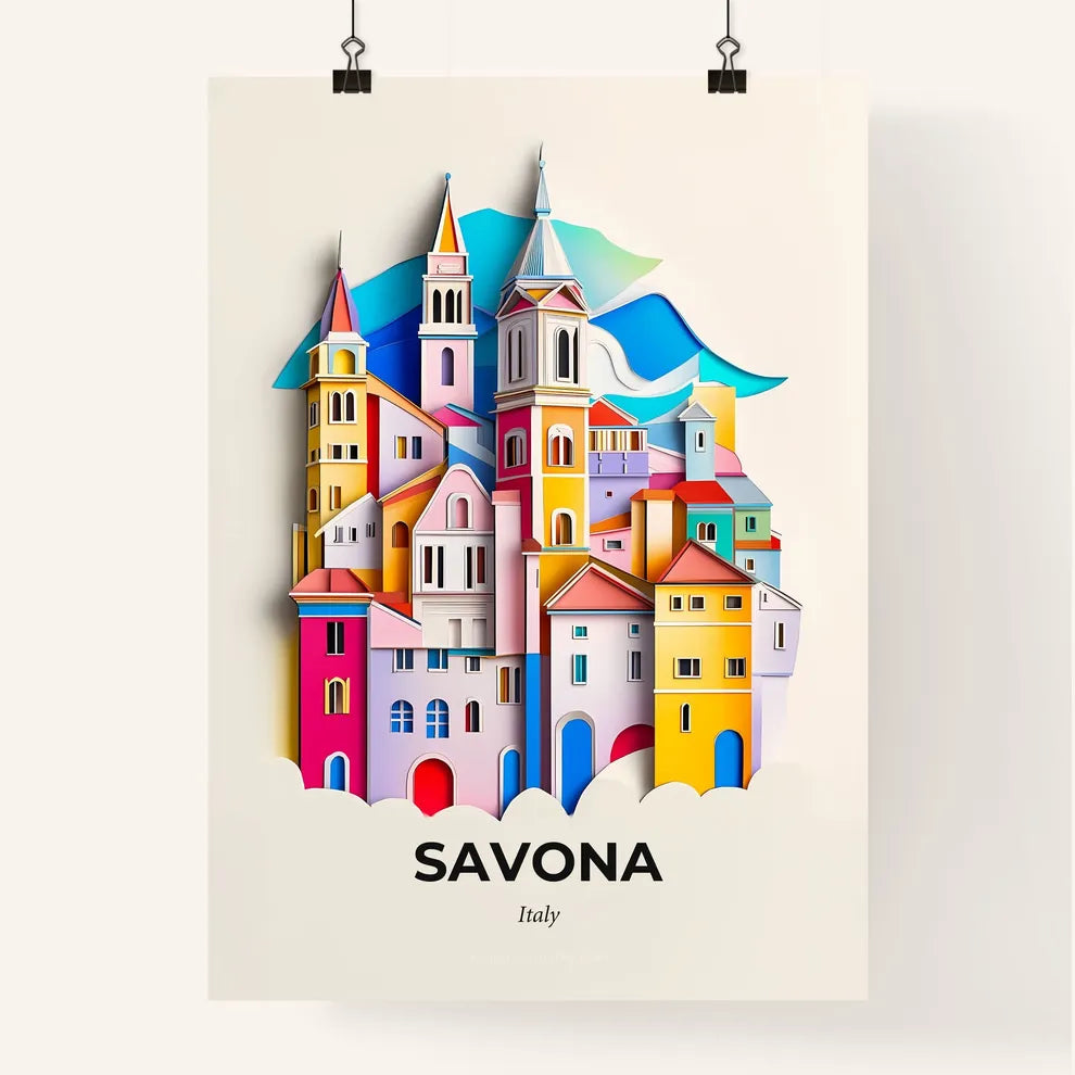 Vivid Savona, Italy, Colorful Poster