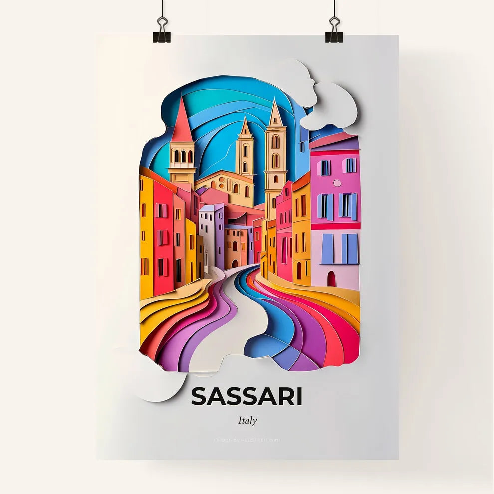 Vivid Sassari, Italy, Colorful Poster