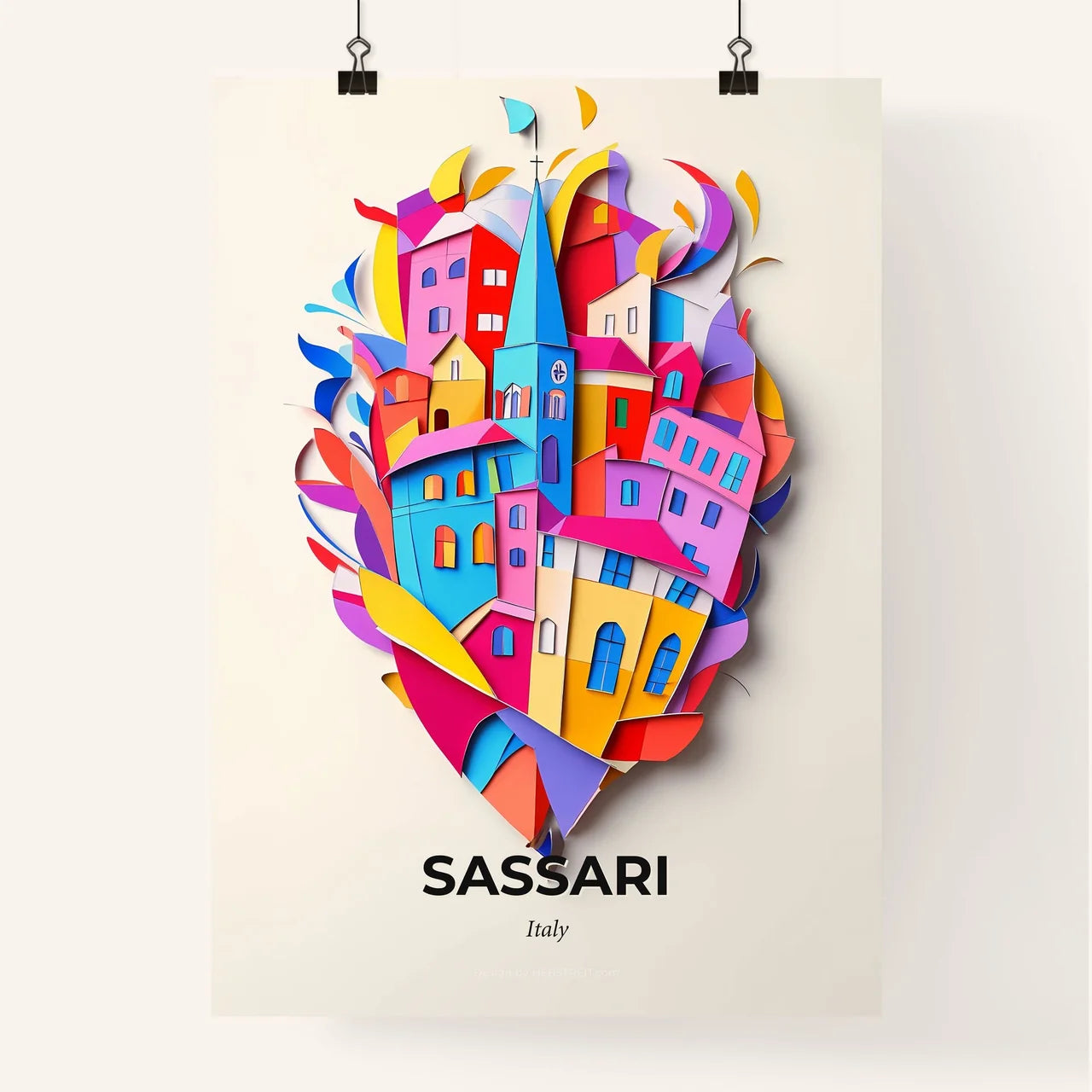 Vivid Sassari, Italy, Colorful Poster