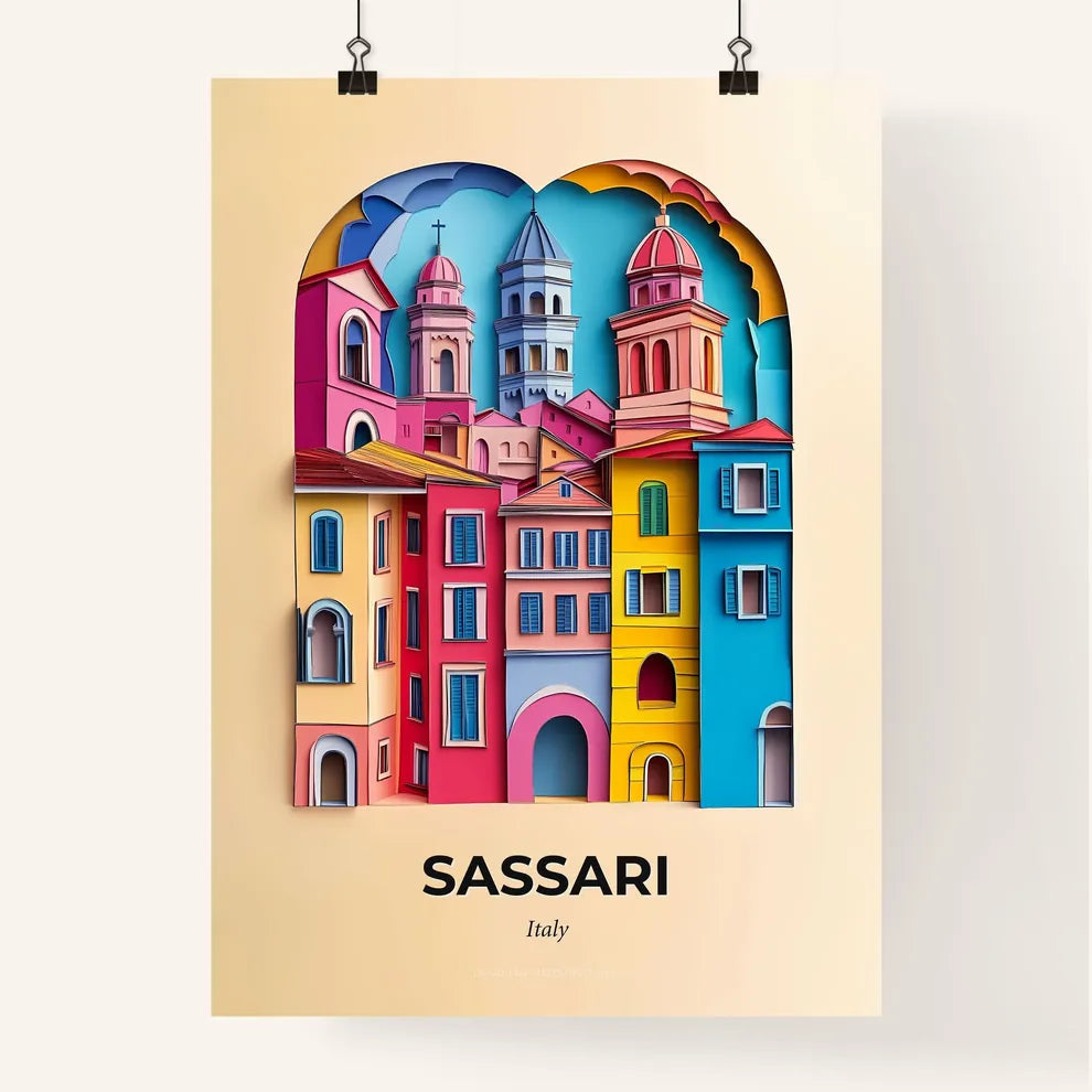 Vivid Sassari, Italy, Colorful Poster