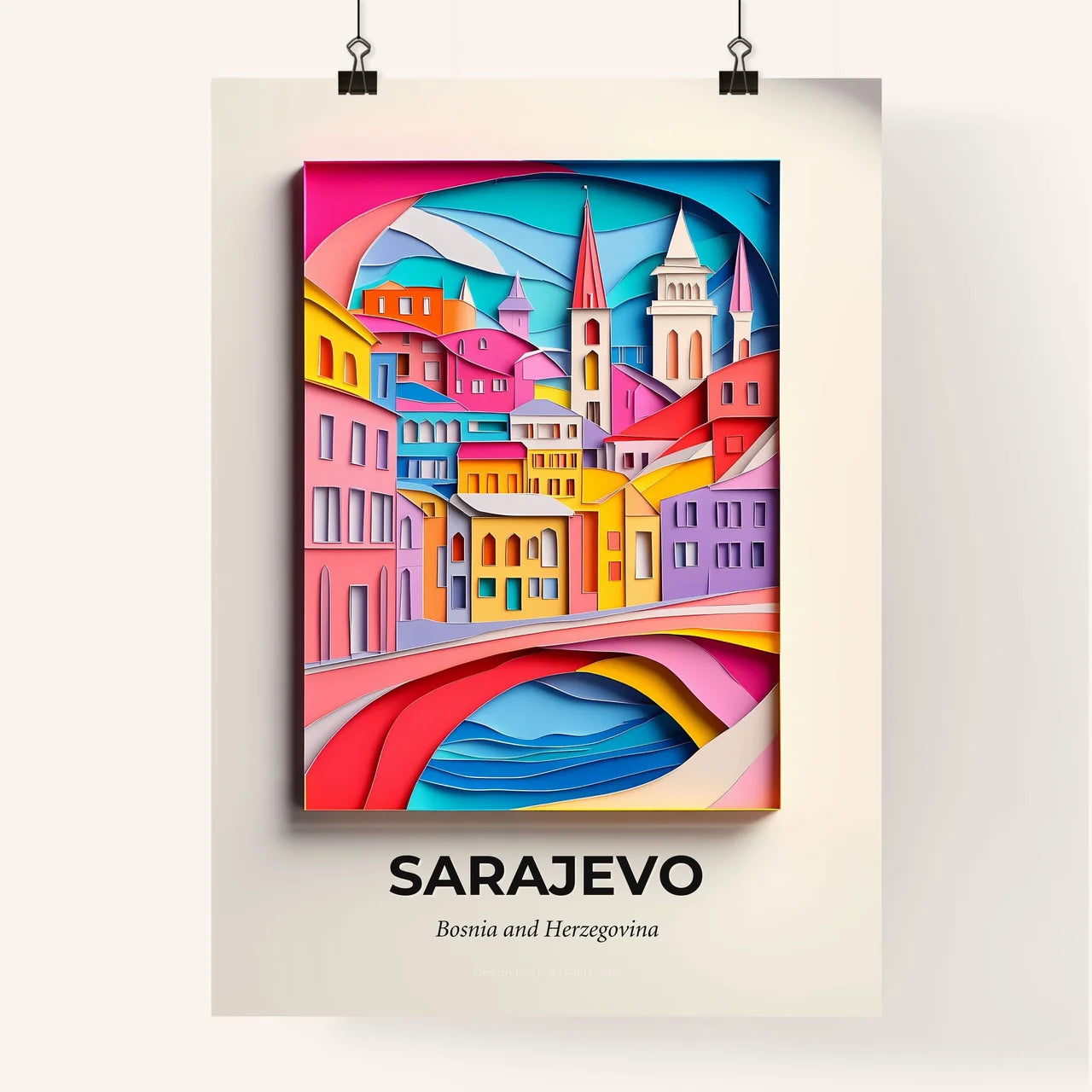 Vivid Sarajevo, Bosnia and Herzegovina, Colorful Poster