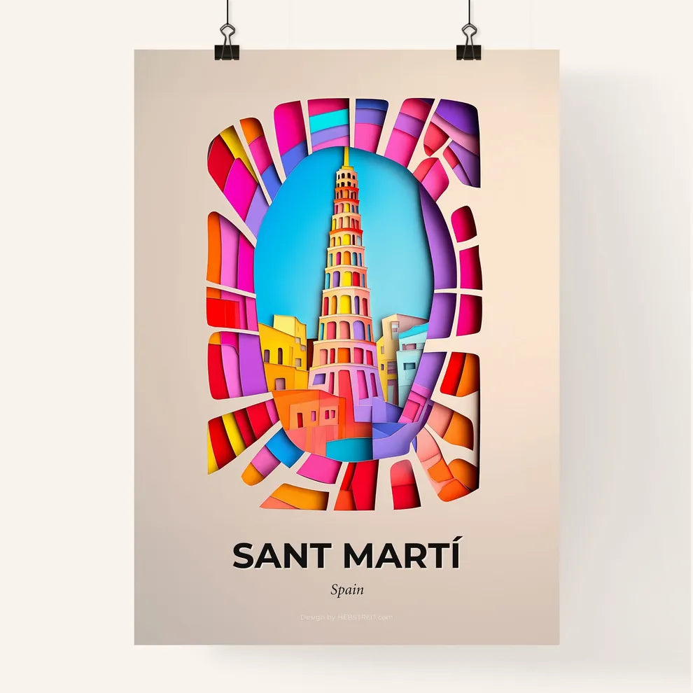 Vivid Sant Martí, Spain, Colorful Poster
