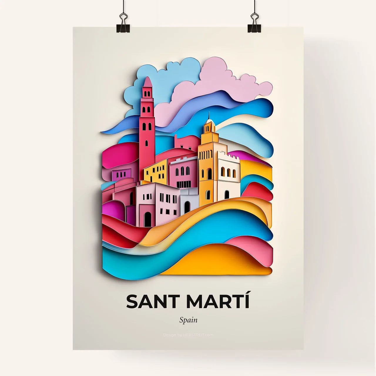 Vivid Sant Martí, Spain, Colorful Poster