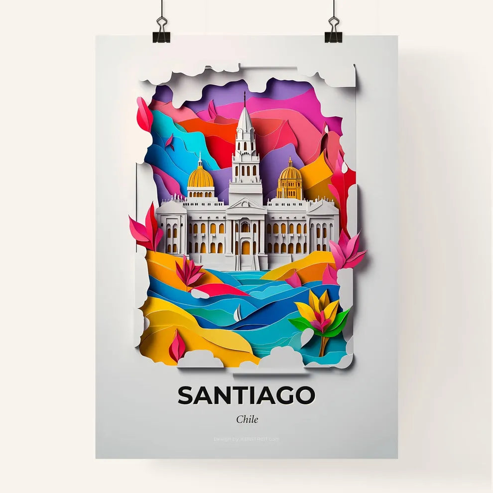 Vivid Santiago, Chile, Colorful Poster