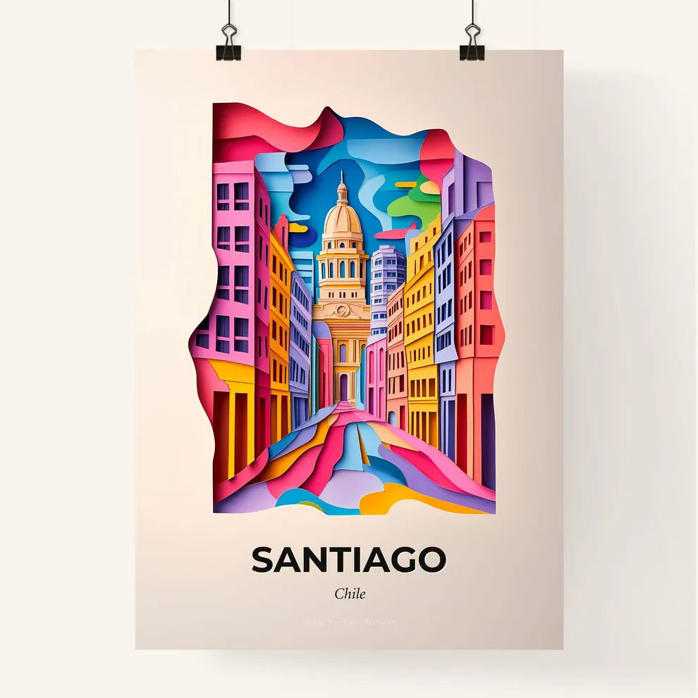 Vivid Santiago, Chile, Colorful Poster