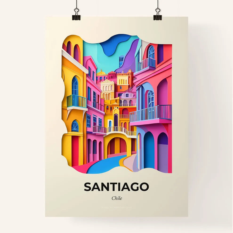 Vivid Santiago, Chile, Colorful Poster