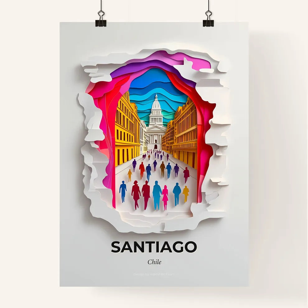 Vivid Santiago, Chile, Colorful Poster