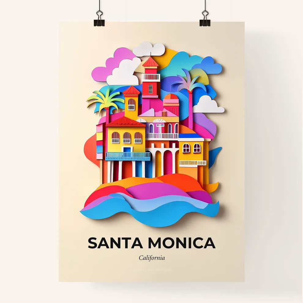 Vivid Santa Monica, California, Colorful Poster