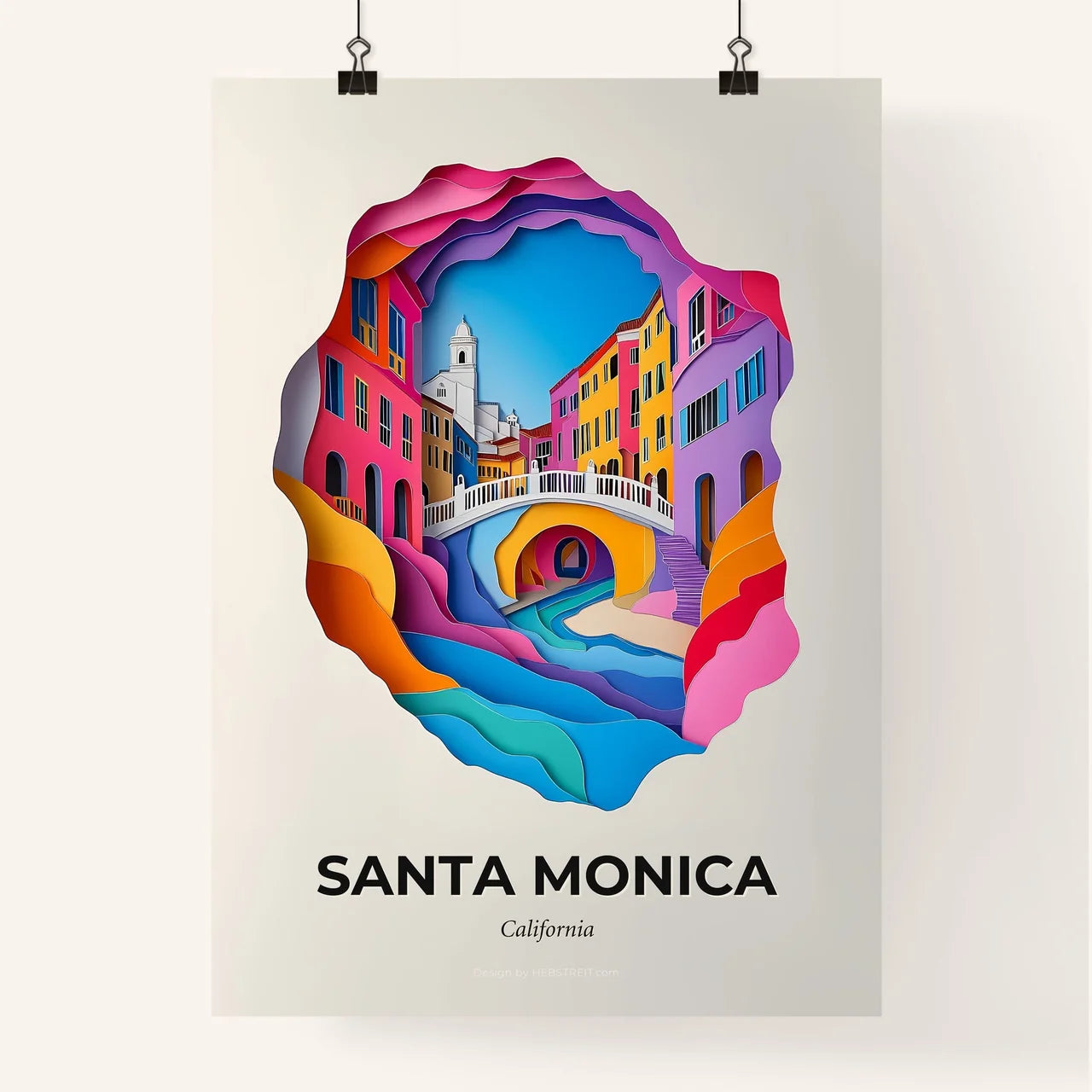 Vivid Santa Monica, California, Colorful Poster