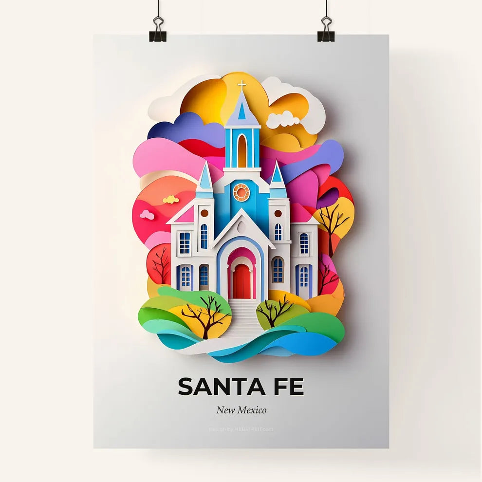 Vivid Santa Fe, New Mexico, Colorful Poster