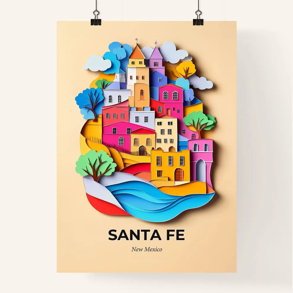 Vivid Santa Fe, New Mexico, Colorful Poster