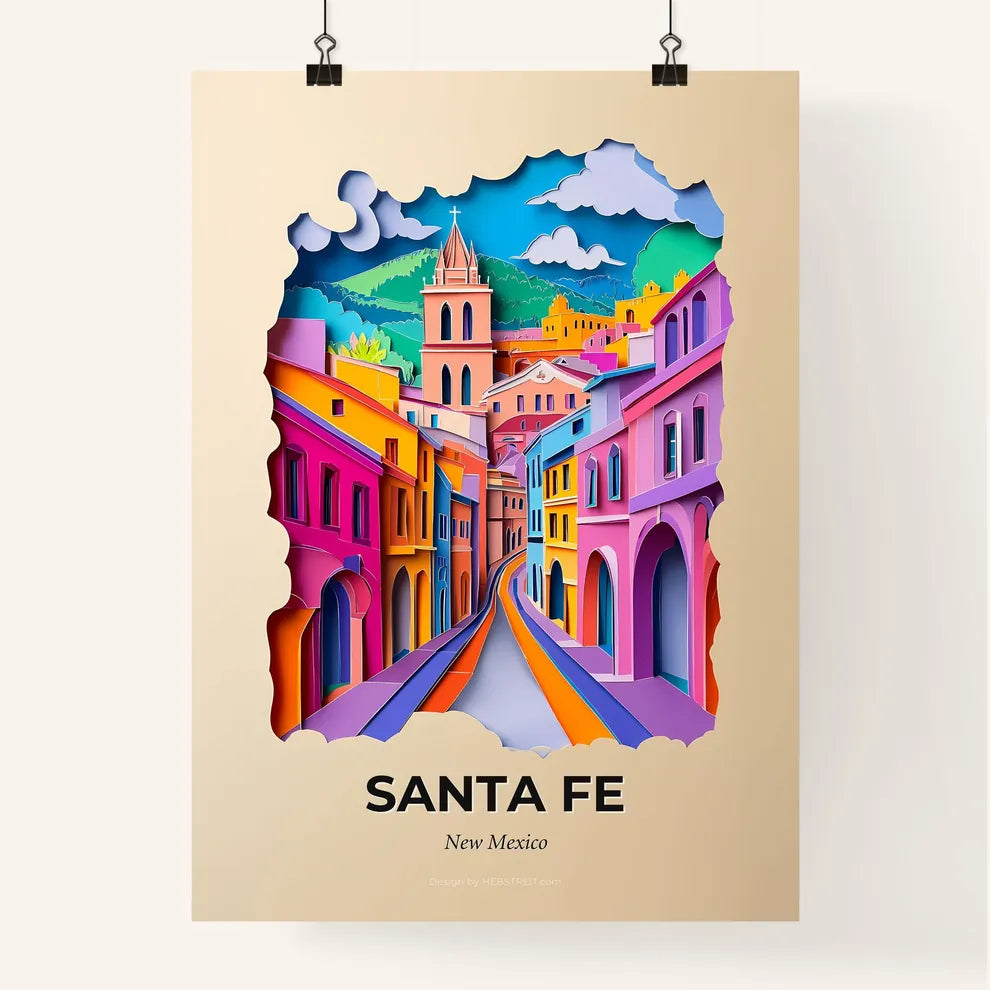 Vivid Santa Fe, New Mexico, Colorful Poster