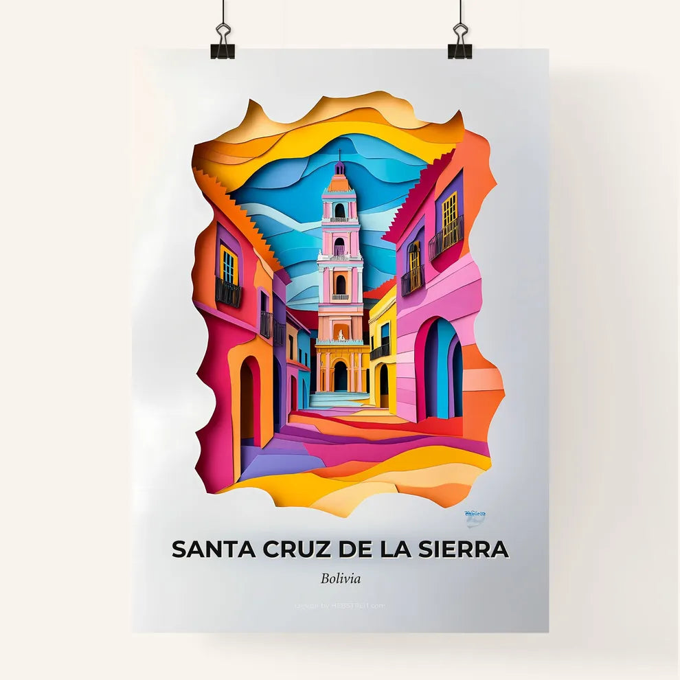 Vivid Santa Cruz de la Sierra, Bolivia, Colorful Poster
