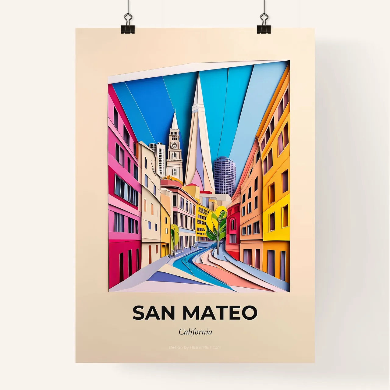 Vivid San Mateo, California, Colorful Poster