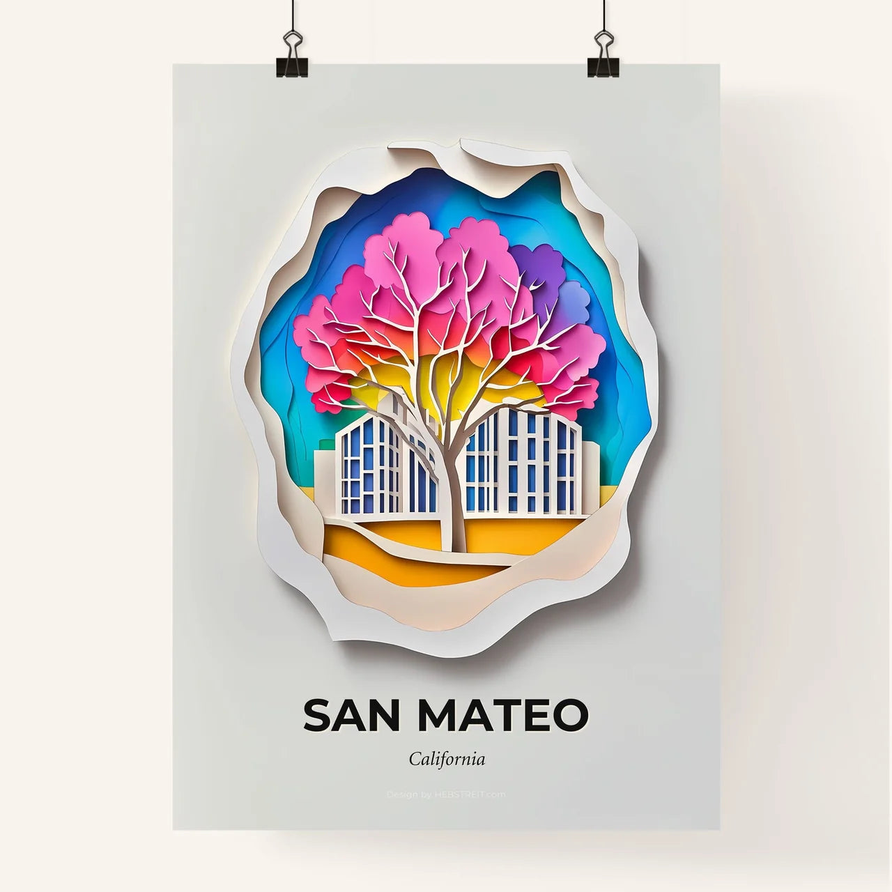 Vivid San Mateo, California, Colorful Poster