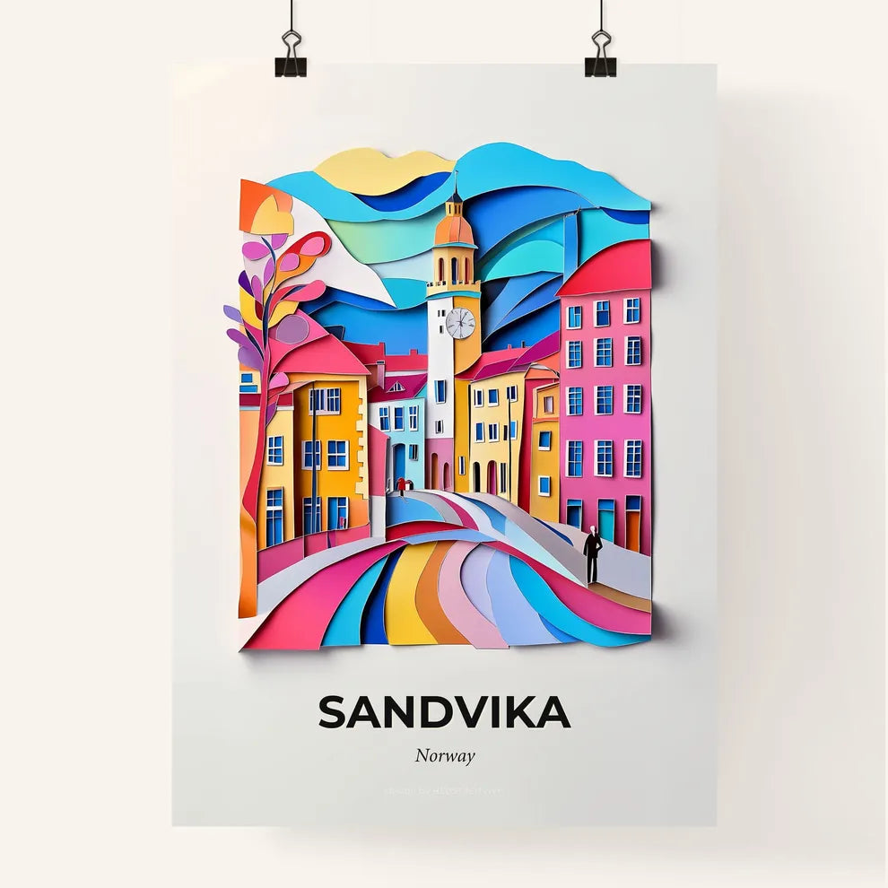 Vivid Sandvika, Norway, Colorful Poster