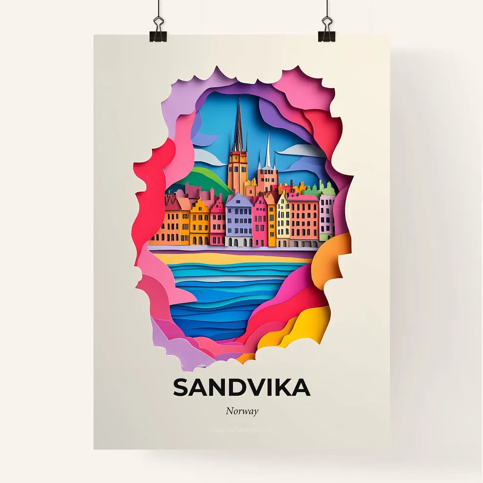 Vivid Sandvika, Norway, Colorful Poster