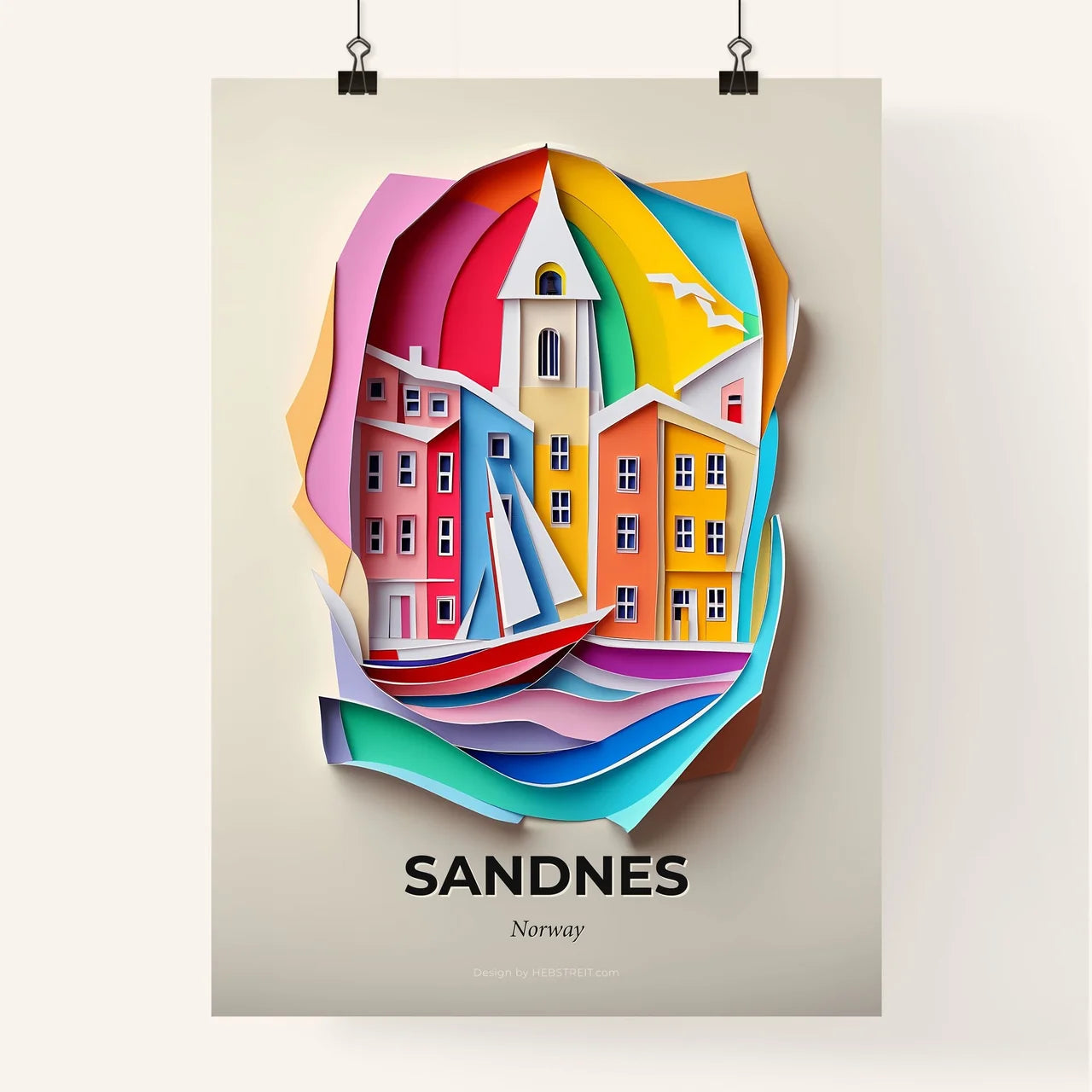 Vivid Sandnes, Norway, Colorful Poster