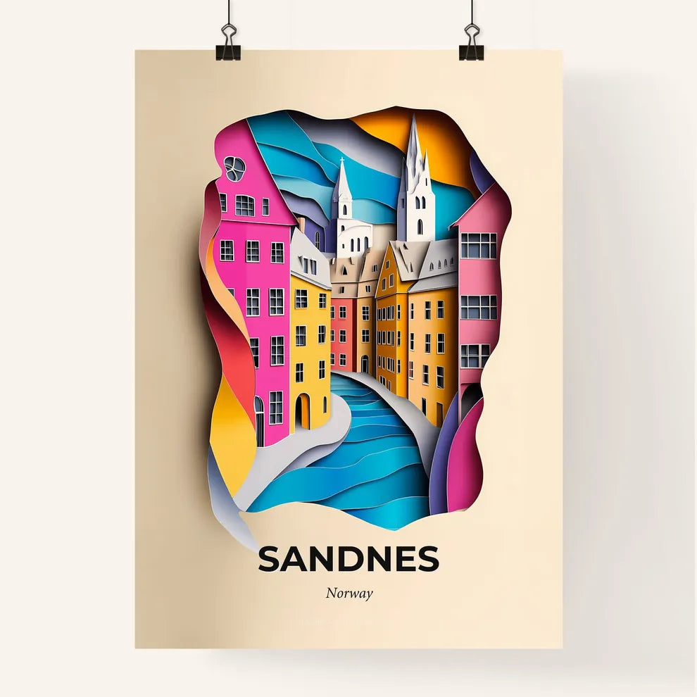 Vivid Sandnes, Norway, Colorful Poster