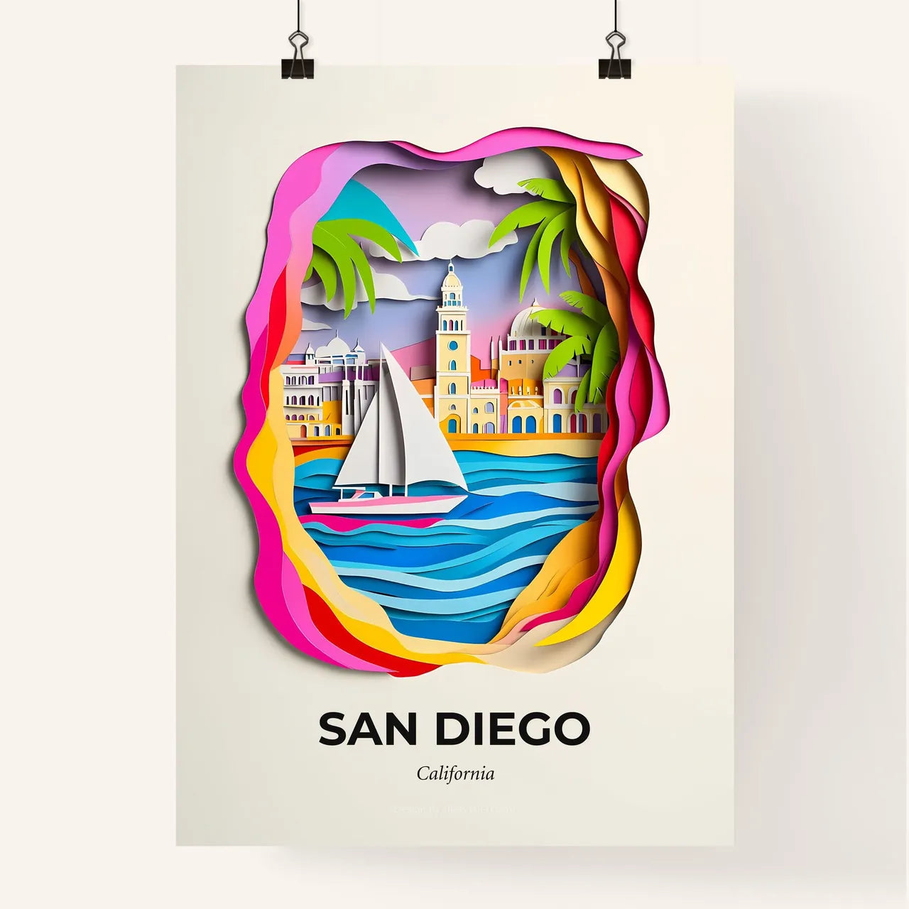 Vivid San Diego, California, Colorful Poster