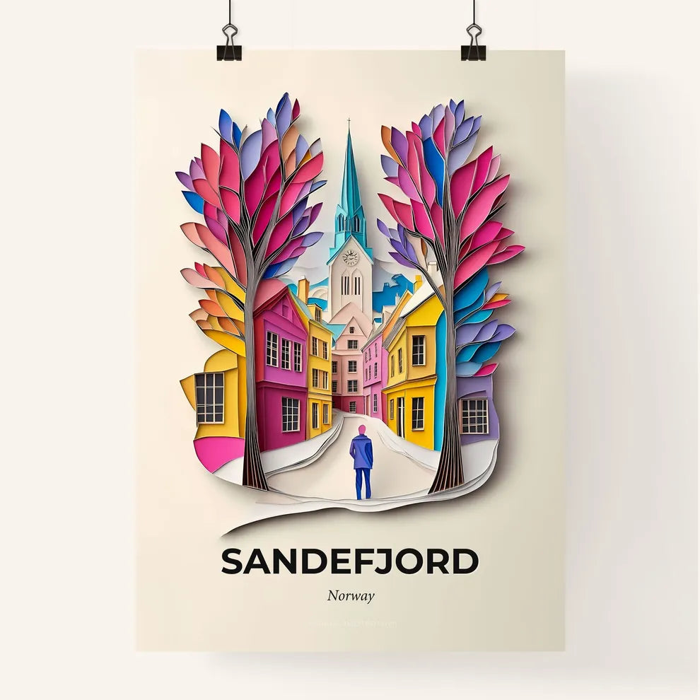 Vivid Sandefjord, Norway, Colorful Poster
