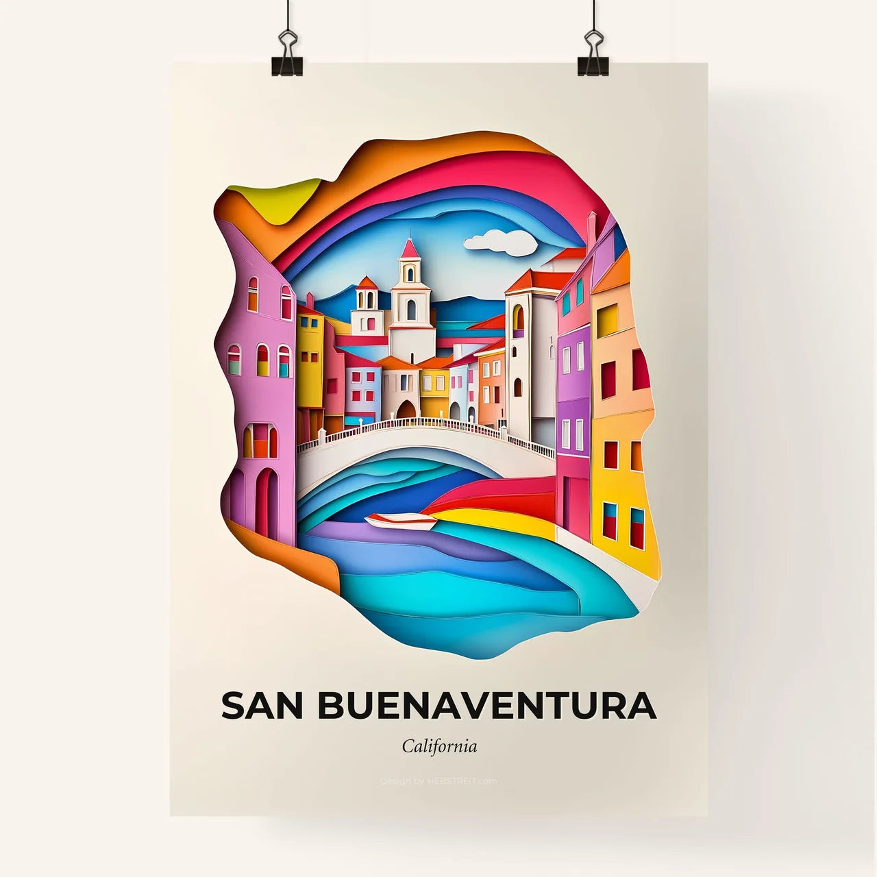 Vivid San Buenaventura, California, Colorful Poster